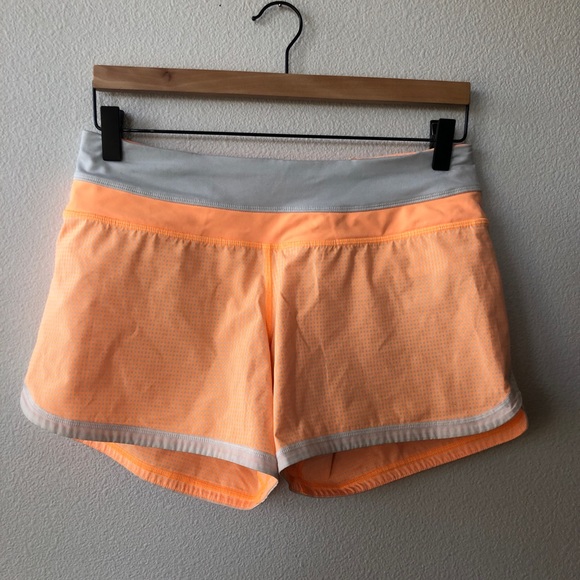 lululemon athletica Pants - Lululemon Groovy Run Short Orange Check